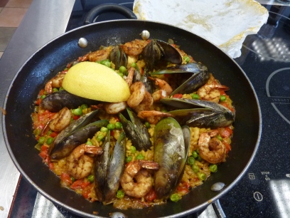 Homemade seafood paella